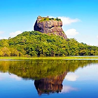 View of Sigiriya Rock from across the lake