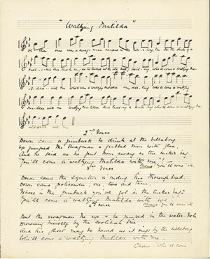 original music score for Waltzing Matilda